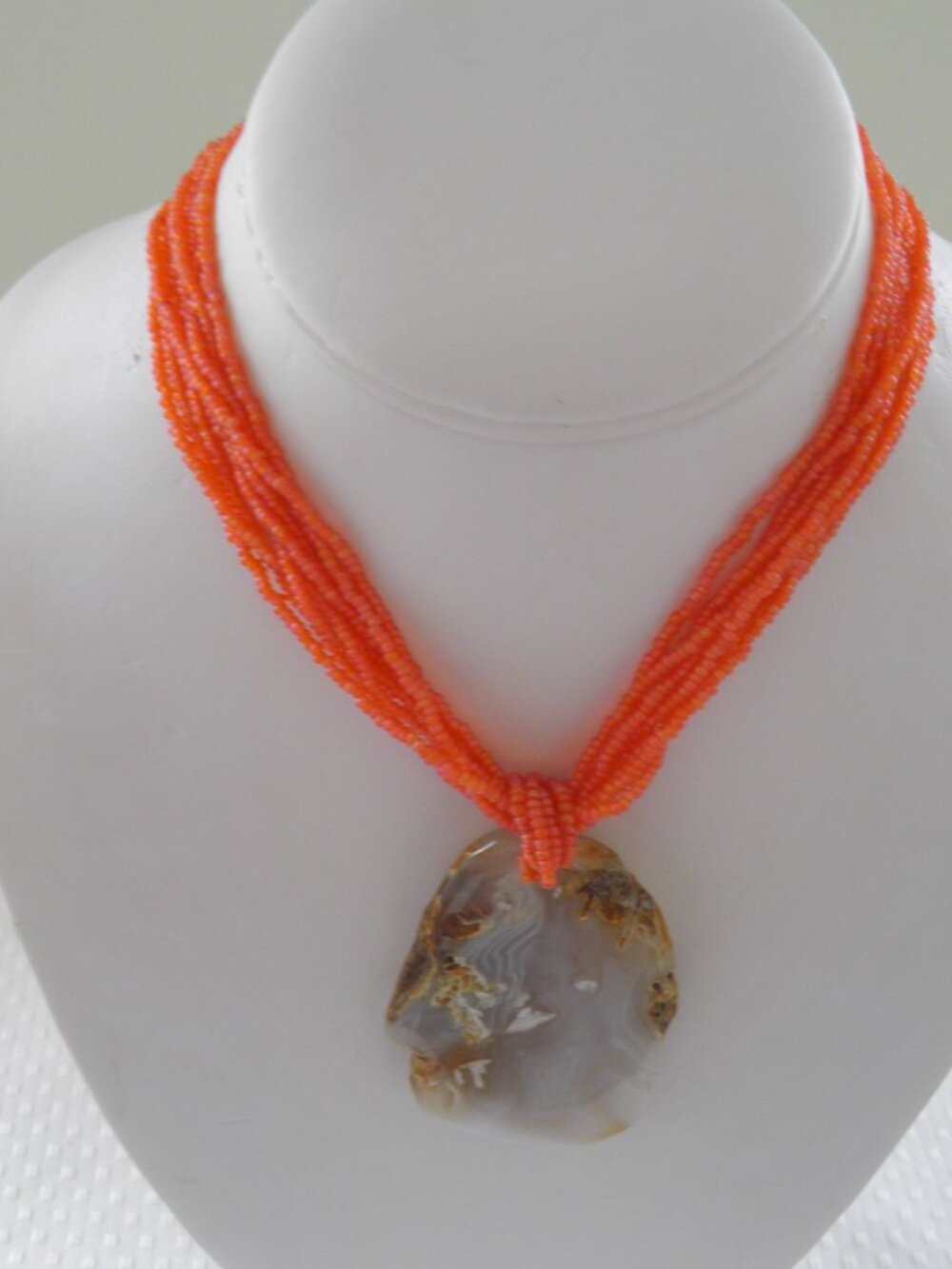 Necklace with Large Agate Slab Pendant